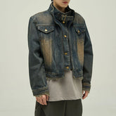 Threebooy American High Street Motorcycle Short Denim Jacket Autumn And Winter New Fashion Denim Cotton Trend Leisure Y2k Jacket For Men